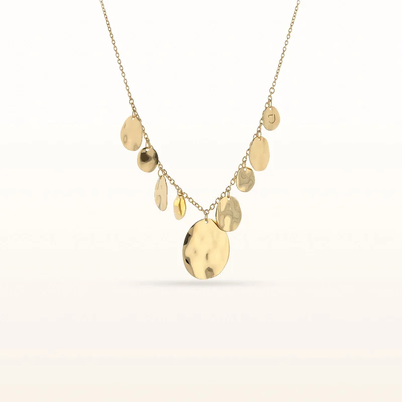 silver lotus flower earrings Yellow Gold Plated 925 Sterling Silver Hammered Disc Necklace