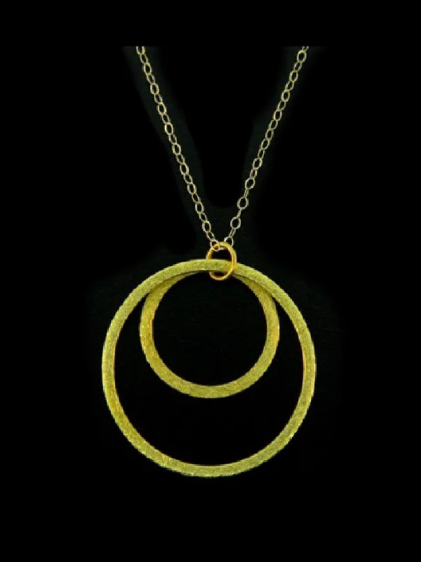 handmade copper wire ring Brushed Double Circle Necklace