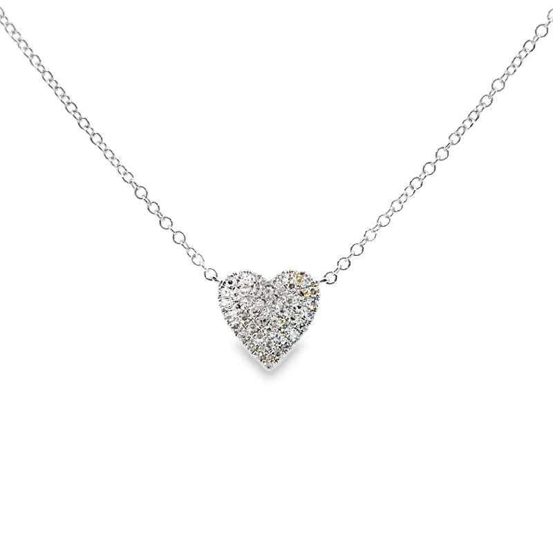 heart-shaped promise ring sterling silver White Gold Diamond Heart Necklace