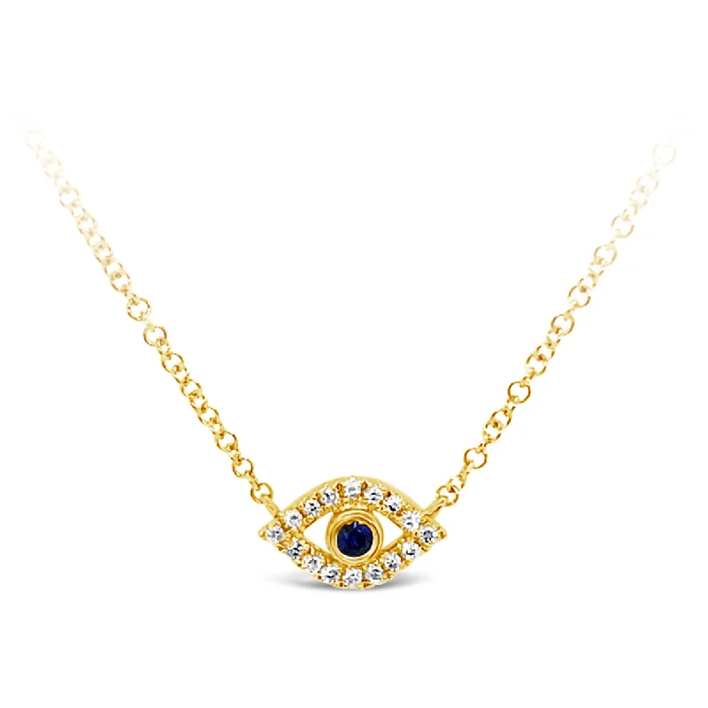 hand-stamped coordinates bracelet Yellow Gold Sapphire and Diamond Evil Eye Necklace