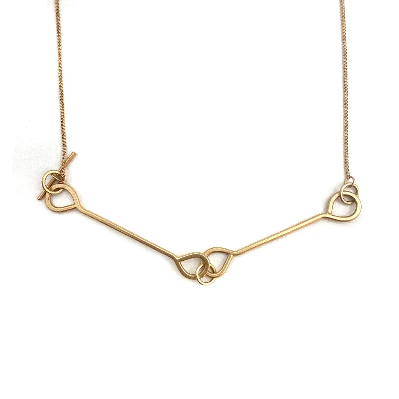 modern geometric drop earrings 14k Yellow Gold Toggle Necklace