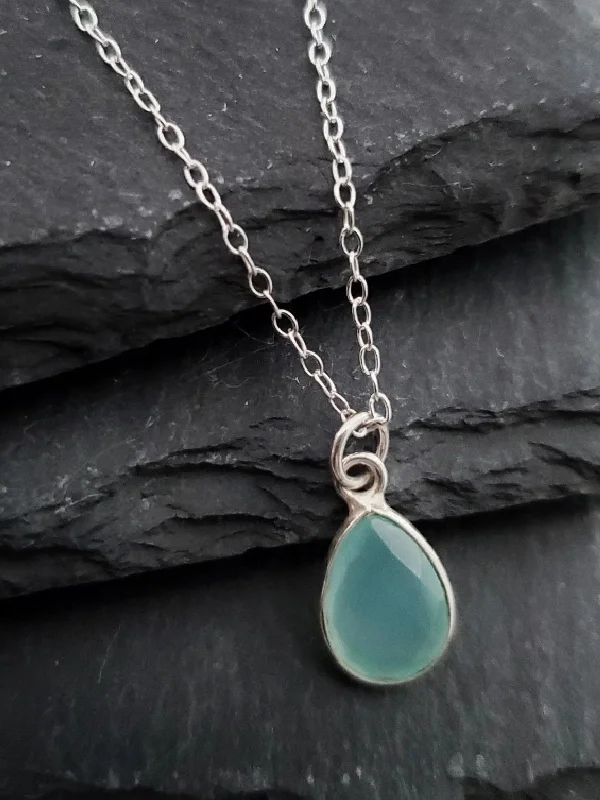 bold gothic vampire ring Chalcedony Teardrop Necklace