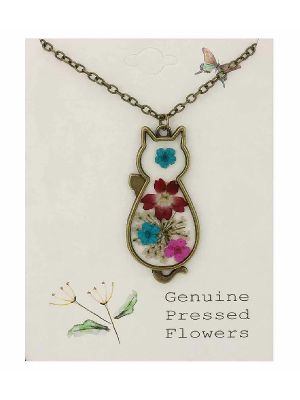petite diamond promise ring Pressed Flowers Cat Necklace