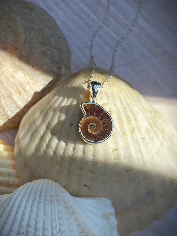 bold chunky cocktail ring Ammonite Pendant Necklace
