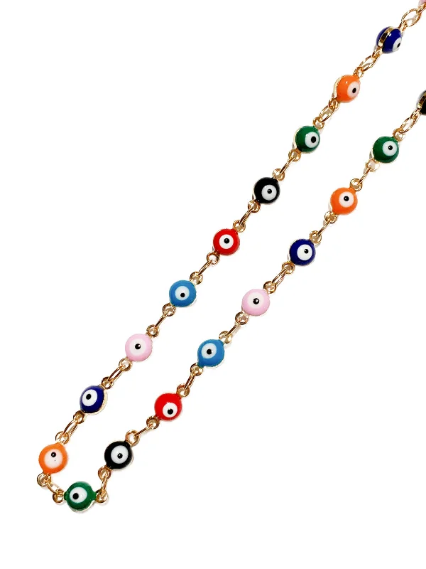 cubic zirconia stud earrings classic Petite Multi Evil Eye Necklace