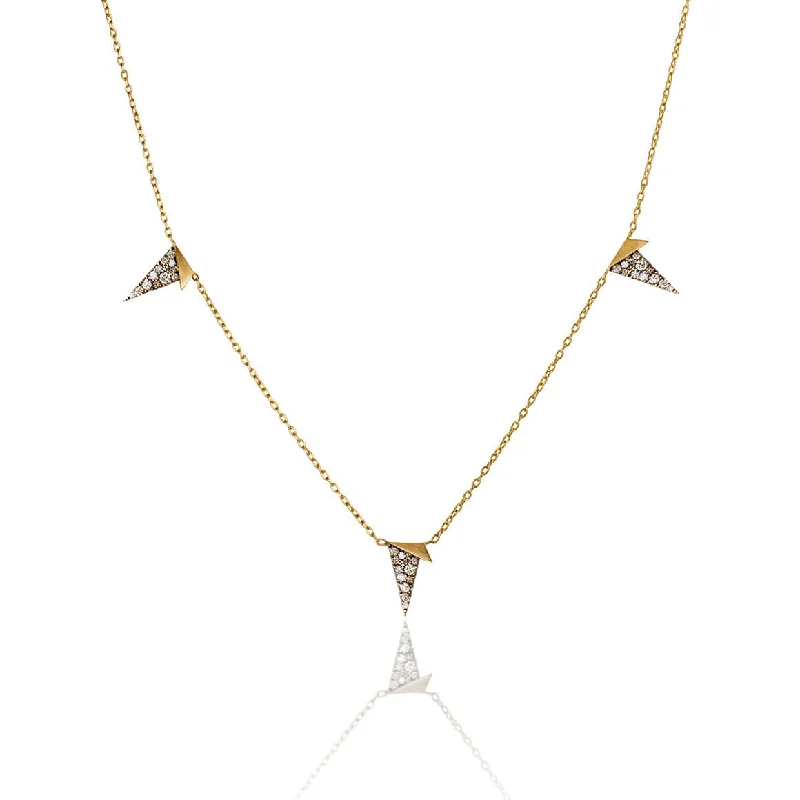 gold engagement ring vintage Folded Plane multi motif necklace