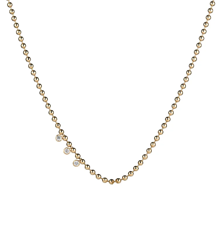 infinity necklace with birthstones Ball Chain Necklace with white diamond bezels
