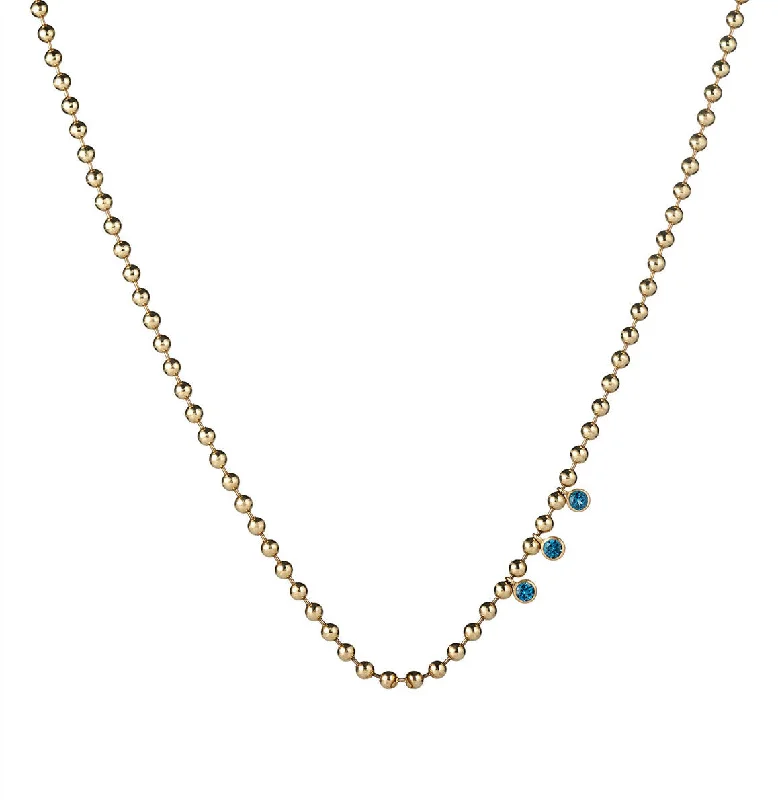 handcrafted beaded bracelet boho Ball Chain Necklace with London blue topaz bezels