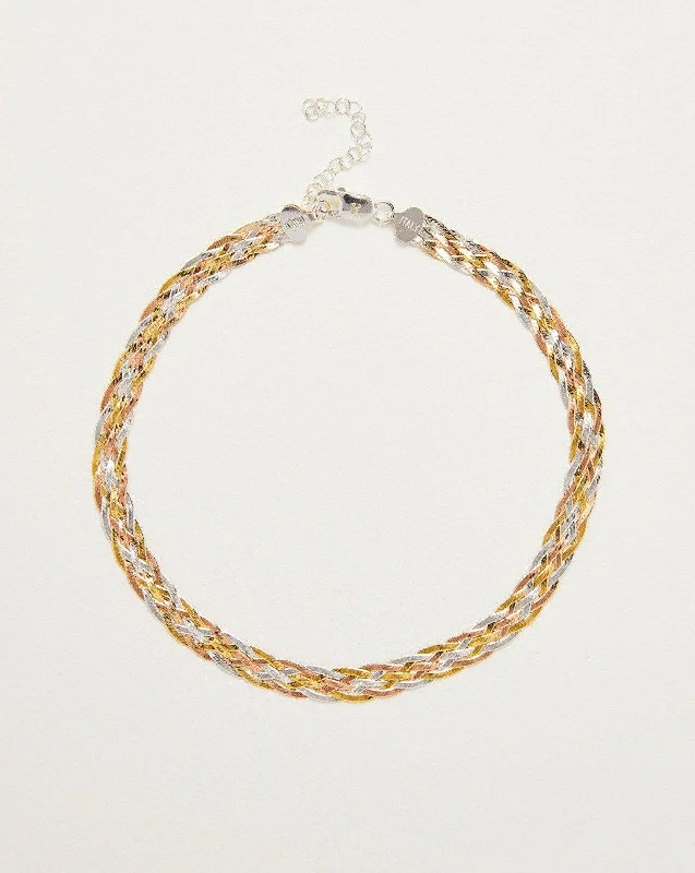 rose quartz bracelet healing Braided Tricolor Herringbone Thick Chain