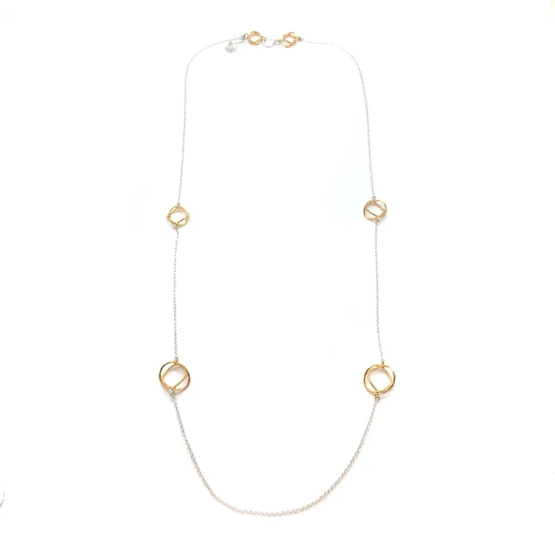 engraved pendant necklace 3D Linked Hoop Necklace - Silver and Gold