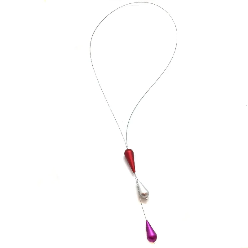 adjustable charm bracelet sterling silver Adjustable Bolo Necklace- Red and Purple