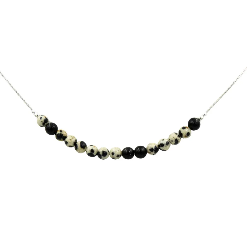 dainty cherry blossom ring Ahimsa Morse Code Necklace In Dalmatian Stone & Onyx