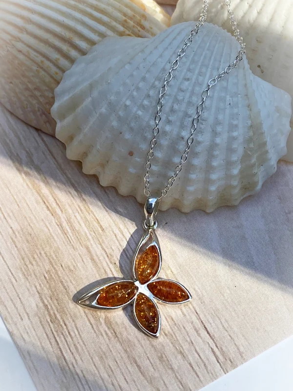 personalized couple’s bracelet engraved Flying Amber Butterfly Necklace