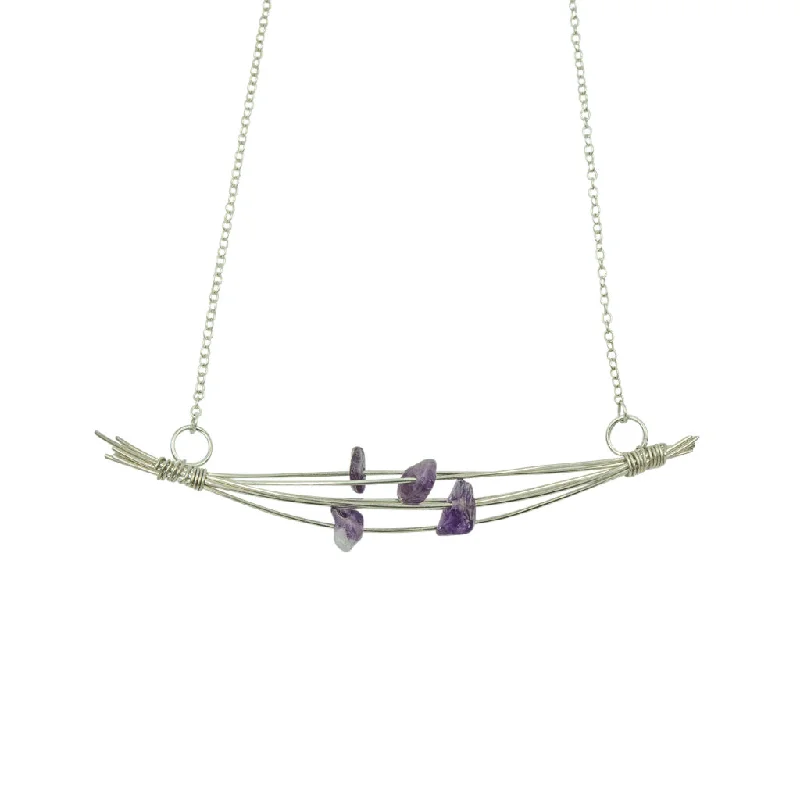 handcrafted braided silver bracelet Amethyst Branches Necklace