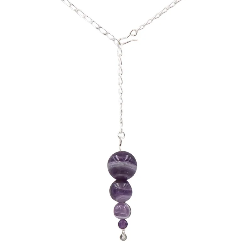 unique emerald green ring Amethyst Pendulum Lariat Necklace