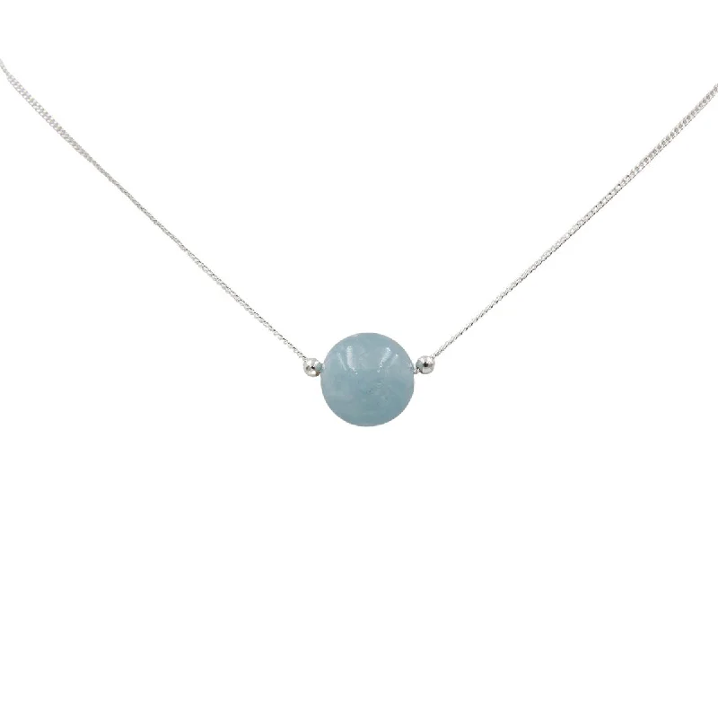 custom gold name necklace Blue Sky Aquamarine Solitaire