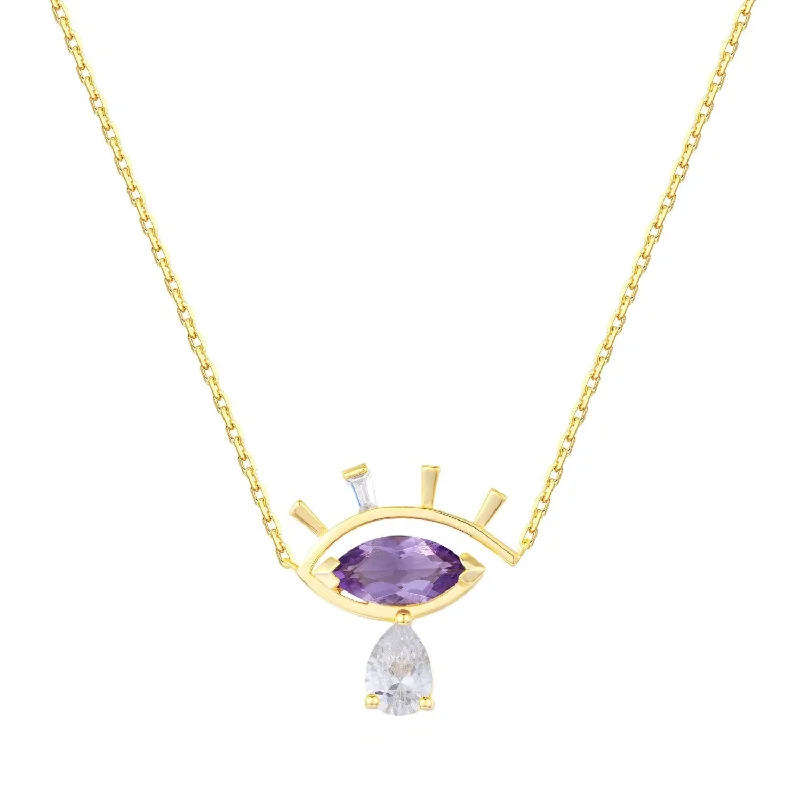 gold heart-shaped pendant necklace Art Deco Evil Eye Necklace (Yellow Gold)