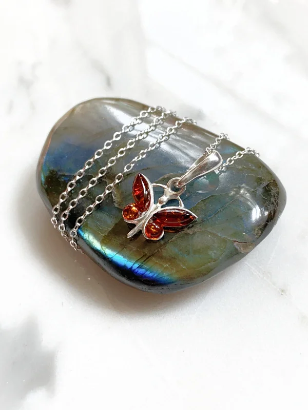 vintage sapphire engagement ring Baltic Amber Butterfly Necklace