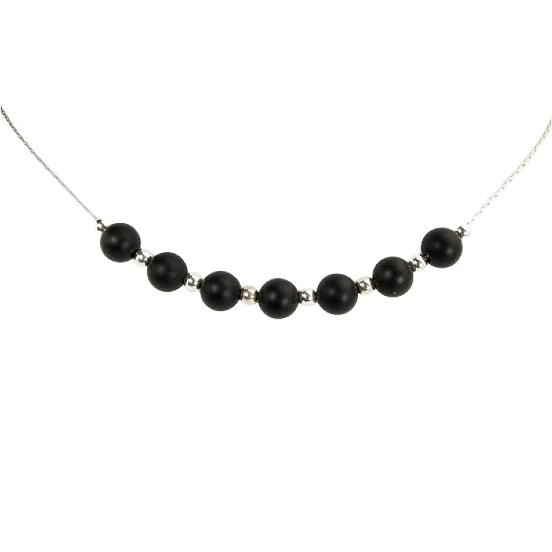 genuine amber pendant necklace Black & Silver