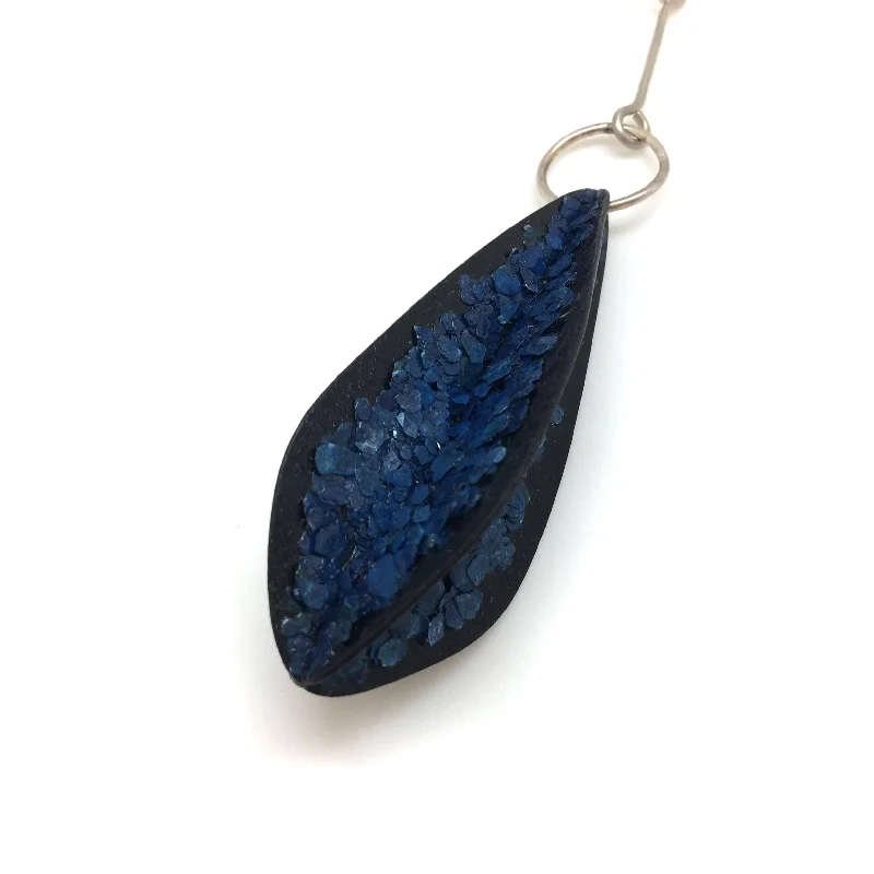 celestial moon and stars ring Blue Sliced Mica Necklace