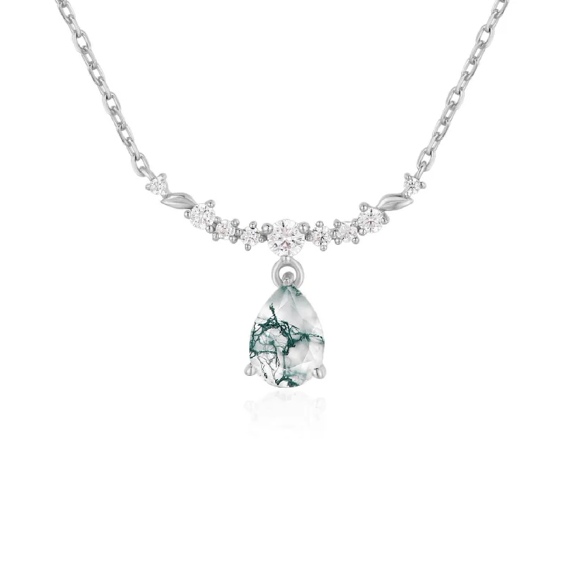 aquamarine birthstone necklace March Breezy Whisper Moss Agate Necklace