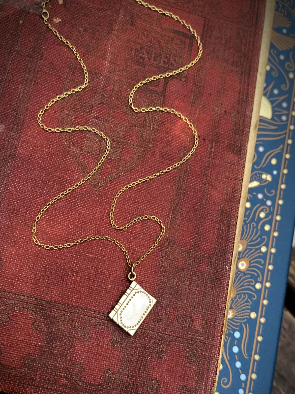gold opal ring Bronze Book Necklace