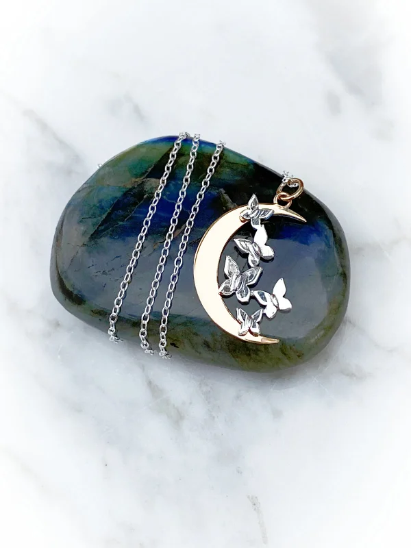 celestial lunar eclipse pendant Butterfly Moon Necklace