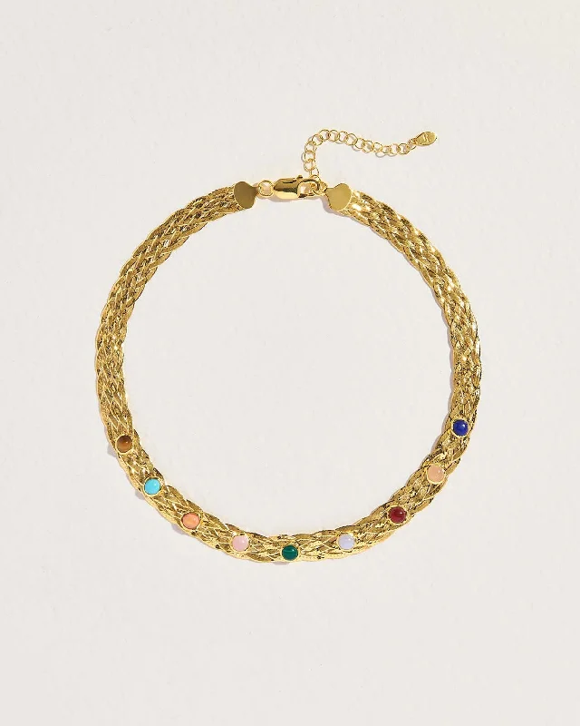 dainty gemstone chain bracelet Rainbow Necklace