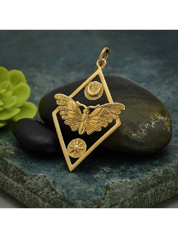 vintage platinum wedding band Celestial Moth Necklace