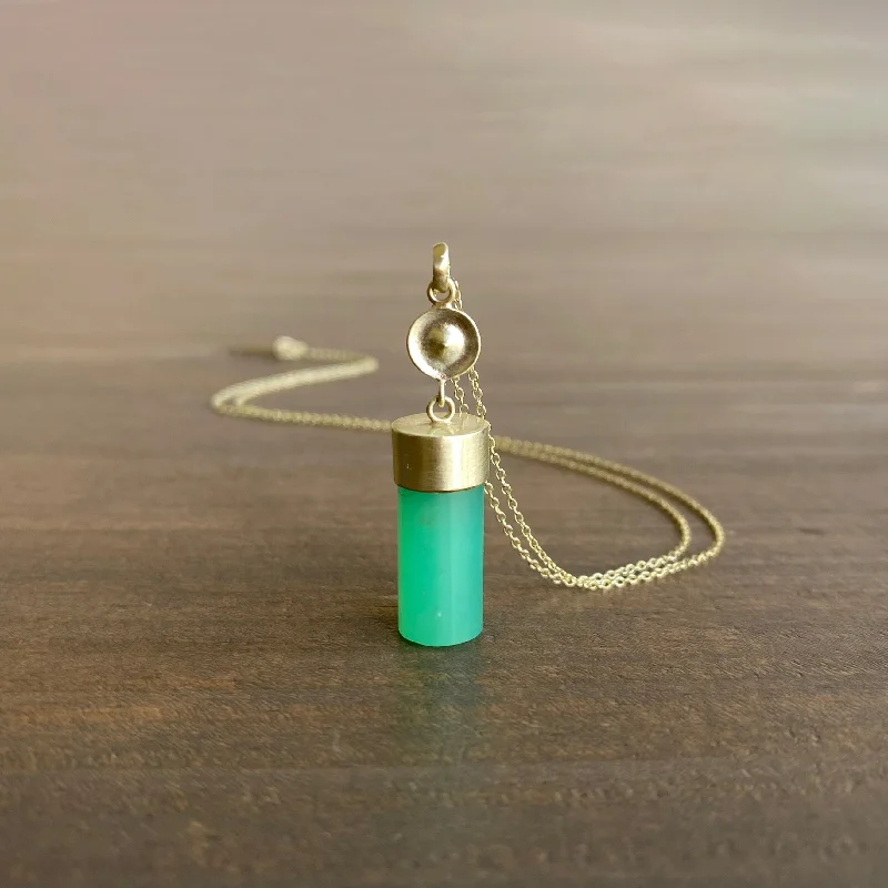 personalized couples ring engraved Chrysoprase Temple Necklace