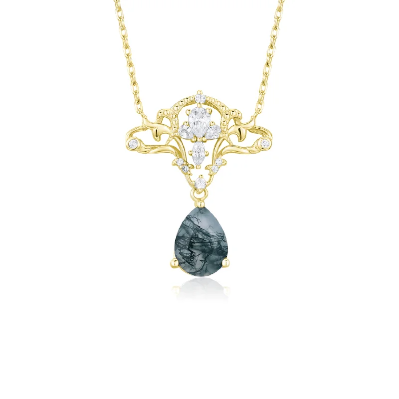 sterling silver infinity loop ring Cirrus Crest Moss Agate Yellow Gold Necklace