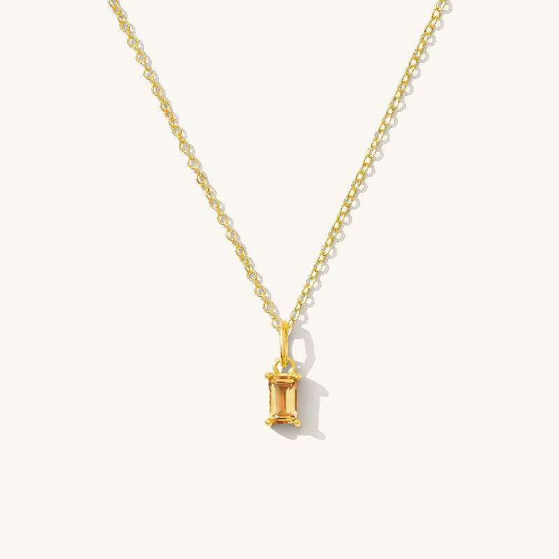 diamond halo pendant necklace Citrine Baguette Necklace