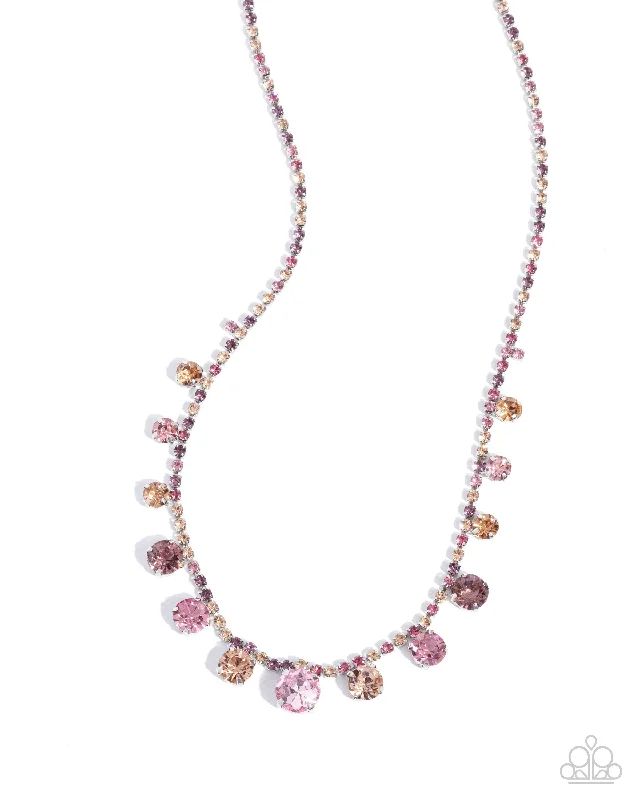 adjustable toe ring silver Paparazzi Necklace ~ Colorful Countess - Pink