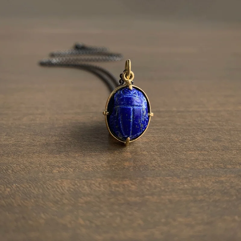 real smoky quartz pendant Lapis Scarab Pendant