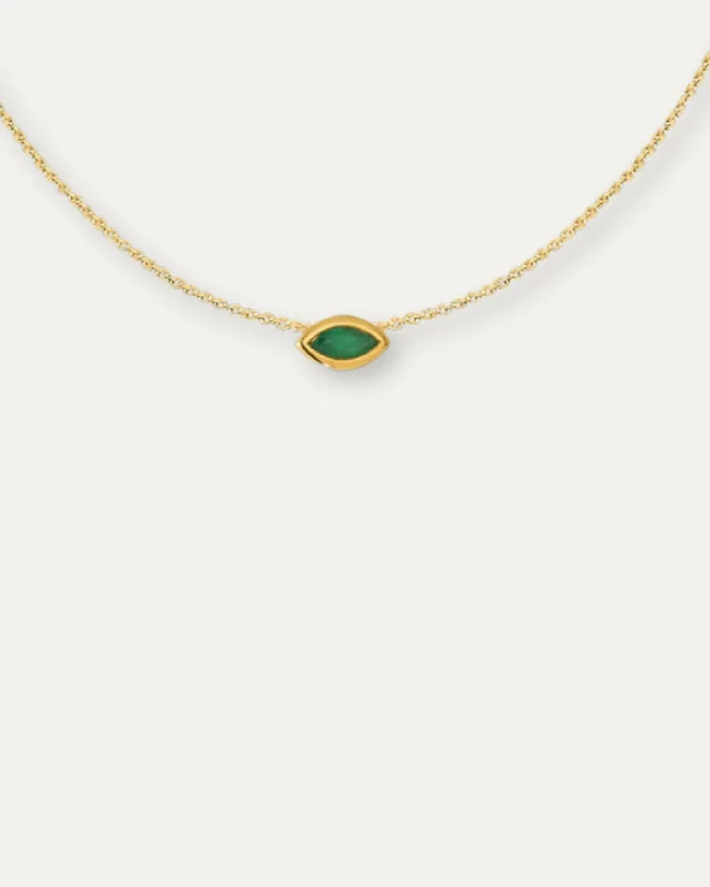 fine silver herringbone necklace Covet 10kt Gold & Gemstone Birthstone Marquis Necklace