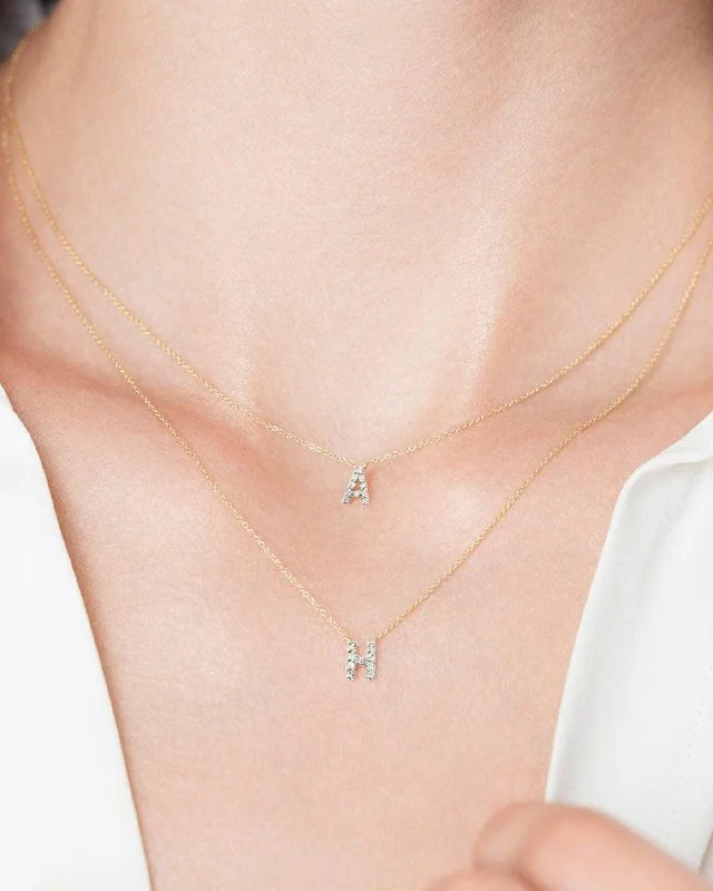 handmade leather pendant necklace Covet 14kt Diamond Pavé Initial Letter Necklace