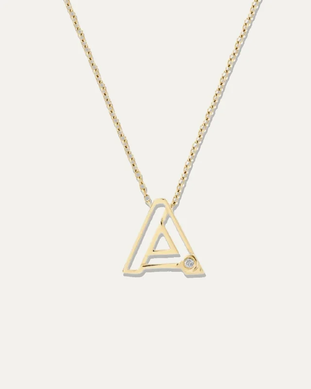 simple gold stacking rings Covet Single Initial 10-14kt + Diamond Necklace