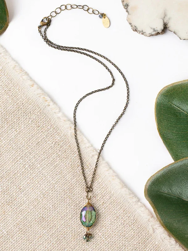 engraved pendant necklace Crisp Autumn Crystal Necklace by Anne Vaughan