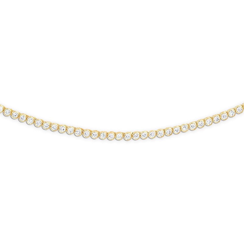 geometric diamond earrings gold Crystal Bezel Tennis Necklace