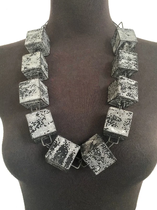 men’s beaded bracelet with charms Cube Chain Steel Mesh Necklace