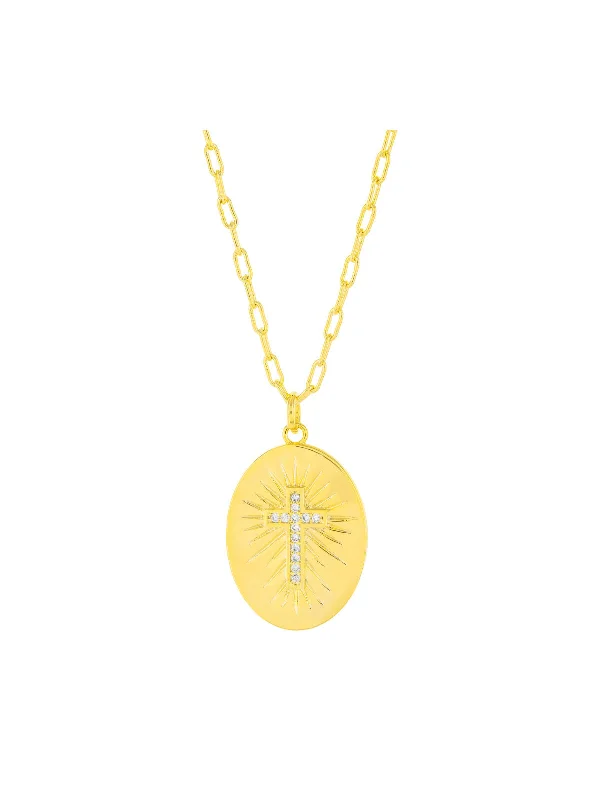 men’s tungsten carbide ring CZ Cross Medallion Necklace