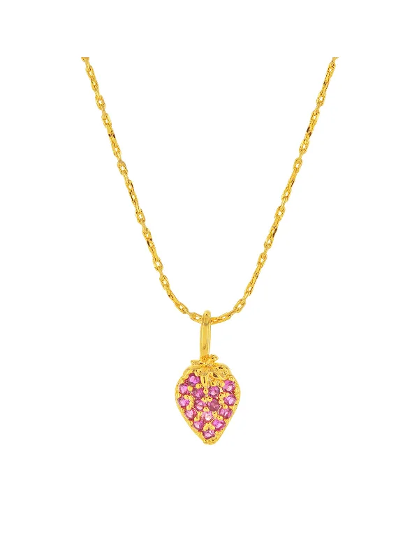 sterling silver lotus ring CZ Strawberry Necklace