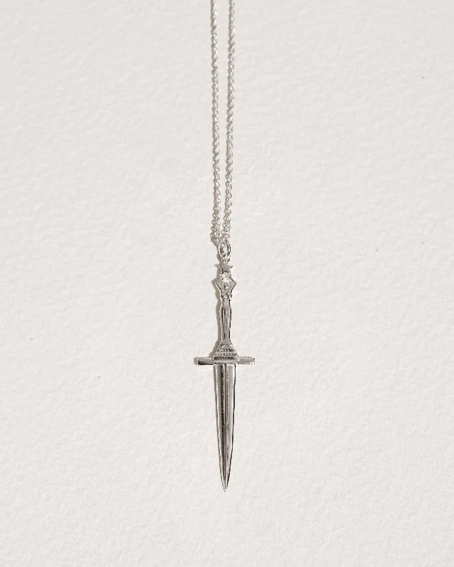 sapphire engagement ring halo Dagger Pendant