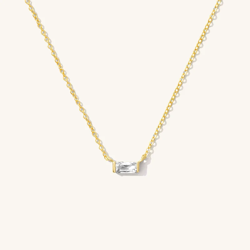 white gold infinity ring Dainty Baguette Necklace