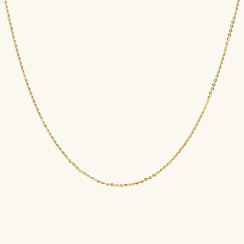 classic pearl strand necklace Dainty Cable Chain Necklace - 14k Solid Gold