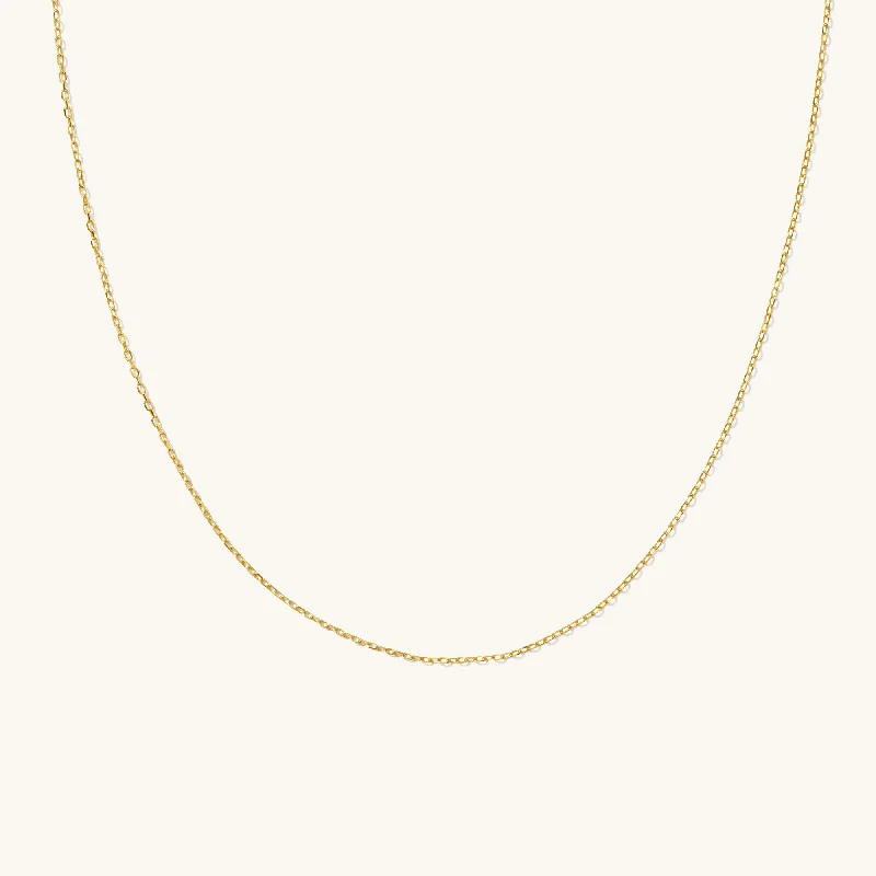 vintage-style diamond halo ring Dainty Chain Necklace - 14k Solid Gold