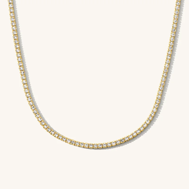 silver moon and star pendant Dainty CZ Tennis Necklace