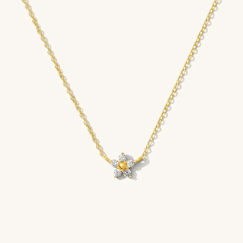 unique silver branch ring Dainty Flower CZ Necklace