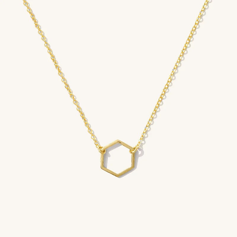 minimalist gold crescent moon necklace Dainty Hexagon Necklace