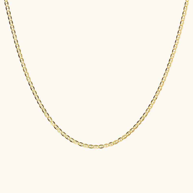 handcrafted filigree ring silver Dainty Mariner Chain Necklace - 14k Solid Gold